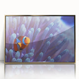 Framed wall art featuring a vibrant marine life and coral design in gold accents, showcasing intricate details and colors, ideal for ocean-themed decor.