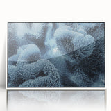 Framed acrylic wall art showcasing a vibrant marine life and coral design, featuring vivid colors and intricate details, perfect for ocean-themed decor.