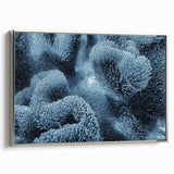 Framed canvas wall art showcasing a vibrant marine life coral design with intricate details and a sleek silver frame, perfect for ocean-themed decor.