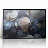Framed wall art showcasing vibrant marine life and coral design in a sleek black frame, ideal for ocean-themed decor. Perfect for enhancing any living space.