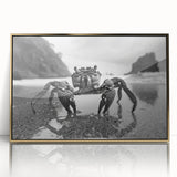 Framed wall art featuring a vibrant marine life crab design with gold accents, showcasing intricate details and textures, perfect for coastal-themed decor.