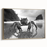 Framed canvas wall art featuring a detailed gold crab design against a soft background, showcasing marine life aesthetics and elegant home decor style.