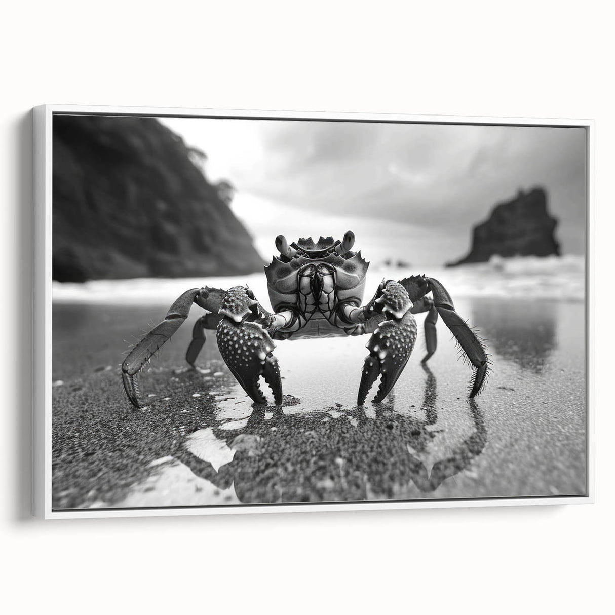 Framed wall art featuring a vibrant marine life crab design on a textured canvas, showcasing intricate details and colors, ideal for ocean-themed decor.