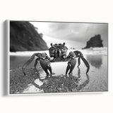 Framed wall art featuring a vibrant marine life crab design on a textured canvas, showcasing intricate details and colors, ideal for ocean-themed decor.