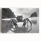 Colorful marine life crab design wall art on stretched canvas, showcasing intricate details and vibrant colors, perfect for ocean-themed decor in any room.