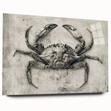 Side view of a marine life crab design wall art piece made from acrylic glass, showcasing vibrant colors and intricate details, perfect for ocean-themed decor.