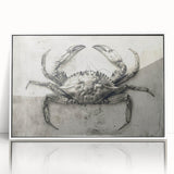 Framed wall art featuring a detailed marine life crab design in vibrant colors, set against a white background, perfect for coastal-themed decor.