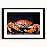 Framed wall art collection showcasing a detailed marine life crab design, featuring a sleek black frame and mat, perfect for aquatic-themed decor.