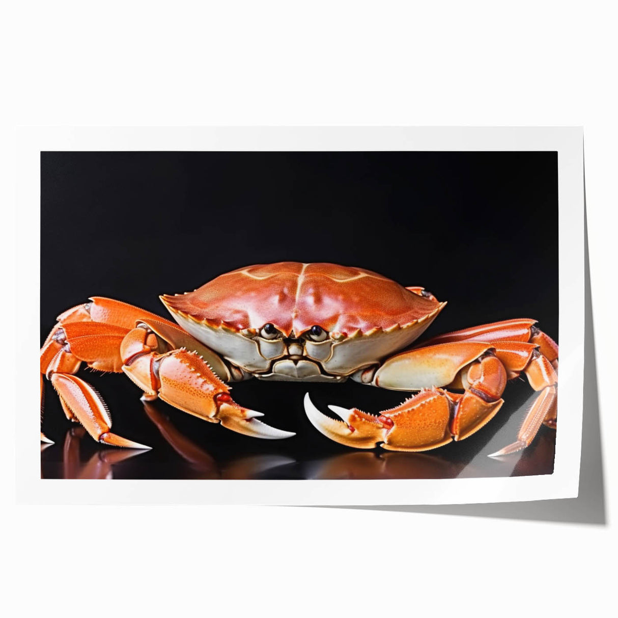 Vibrant rolled print of marine life featuring a detailed crab design, showcasing intricate colors and textures, perfect for coastal-themed decor.