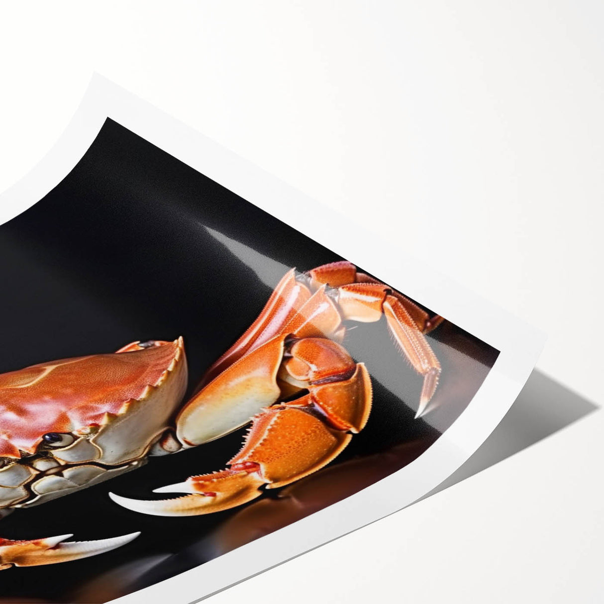 Colorful marine life crab wall art design in a rolled print, showcasing intricate details and vibrant hues, perfect for ocean-themed decor or coastal aesthetics.