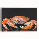 Vibrant crab-themed wall art design on stretched canvas, showcasing colorful marine life details and textures, perfect for ocean-inspired decor in homes or offices.