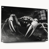 Acrylic wall art collection featuring a vibrant marine life crab design, displayed in a side view with pins, perfect for coastal-themed decor.
