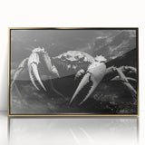 Framed wall art featuring a vibrant marine life crab design in gold acrylic, showcasing intricate details and textures, perfect for coastal-themed decor.