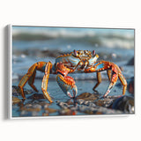 Framed canvas wall art showcasing a detailed marine life crab design, featuring vibrant colors and intricate details, ideal for ocean-themed decor.