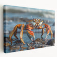 Colorful crab design on stretched canvas wall art showcasing marine life, emphasizing vibrant hues and intricate details, perfect for coastal-themed decor.