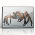 Framed acrylic wall art featuring a vibrant marine life crab design, set against a sleek black background, ideal for ocean-themed decor in modern spaces.