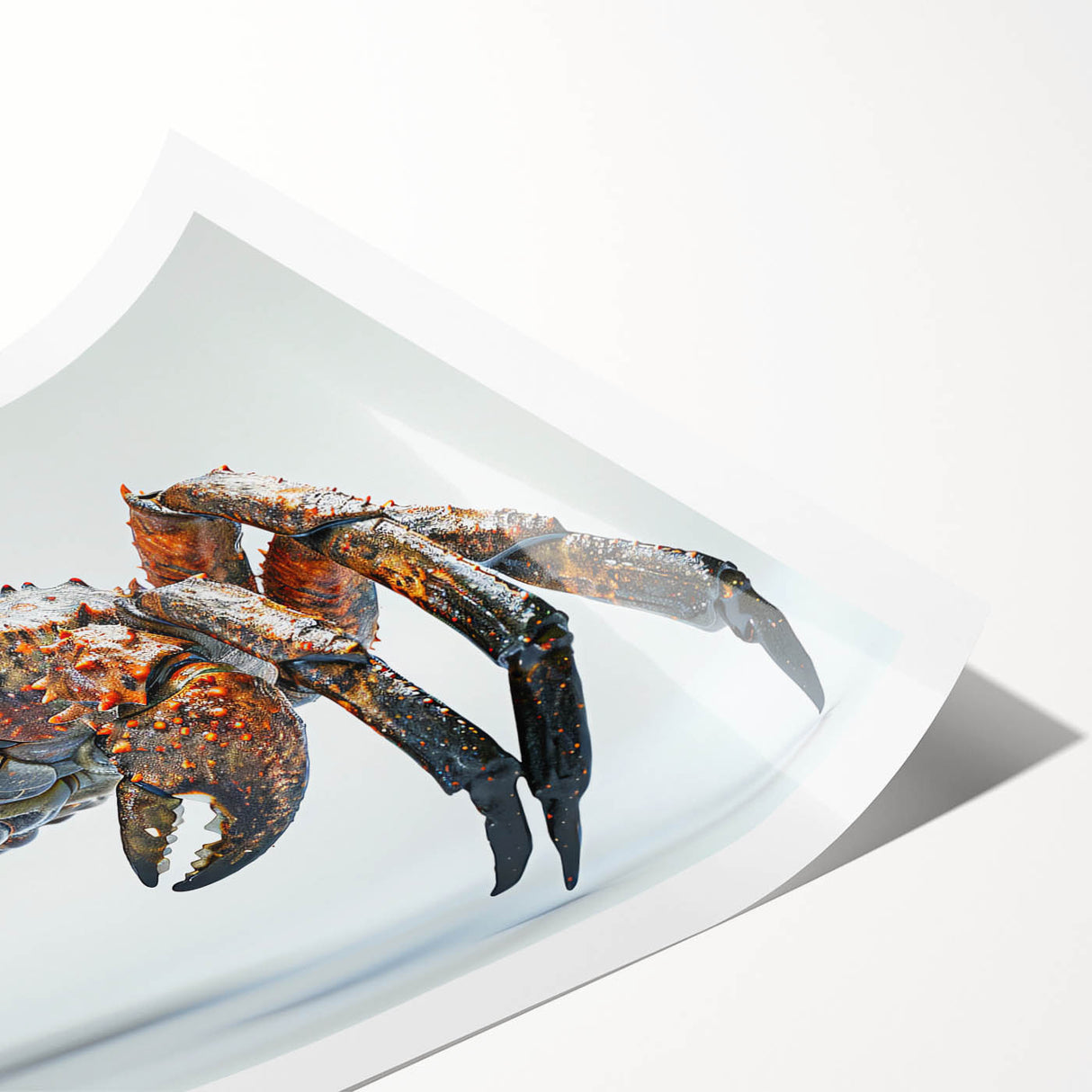 Vibrant wall art print showcasing a detailed marine life crab design, featuring bold colors and intricate patterns, perfect for coastal decor enthusiasts.