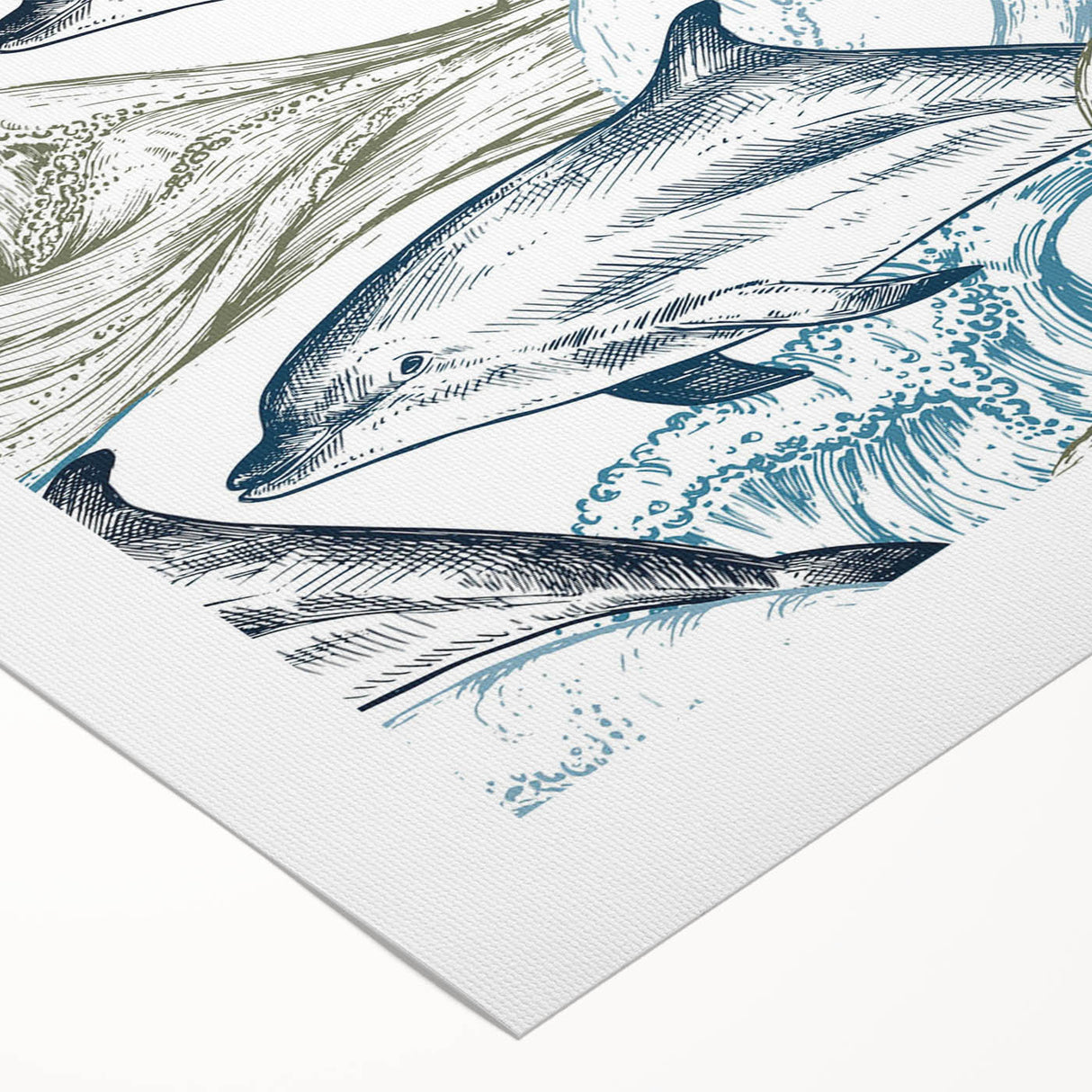Colorful rolled canvas wall art showcasing a dolphin design, perfect for marine life enthusiasts. Ideal for home decor, it adds a vibrant oceanic touch to any space.