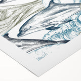 Colorful rolled canvas wall art showcasing a dolphin design, perfect for marine life enthusiasts. Ideal for home decor, it adds a vibrant oceanic touch to any space.