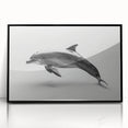 Framed wall art showcasing a vibrant dolphin design in an acrylic finish, featuring a sleek black frame, perfect for marine life enthusiasts and home décor.