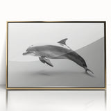 Framed wall art showcasing a vibrant dolphin design in marine life theme, featuring a gold-accented acrylic front, perfect for ocean-inspired decor.