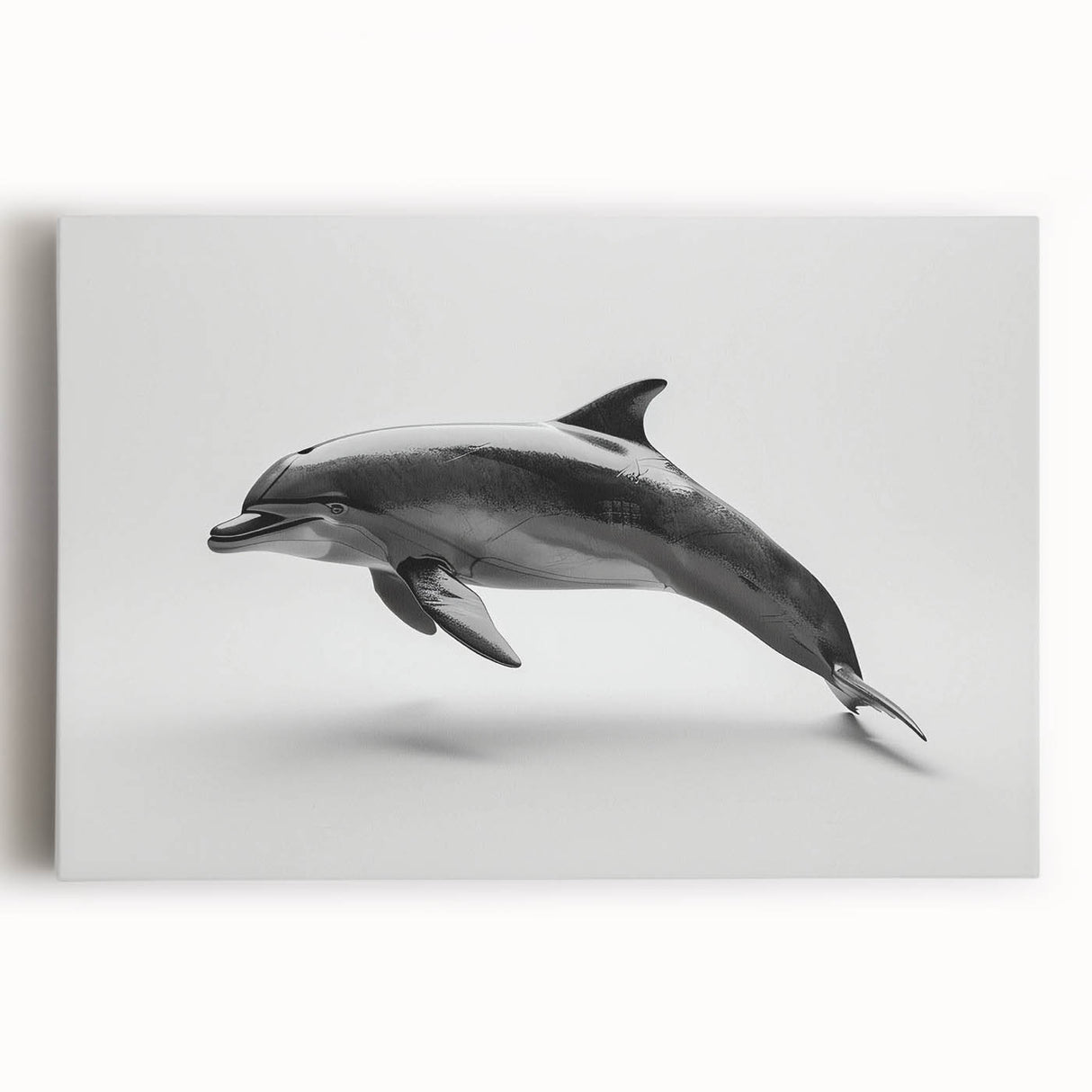 Stretched canvas wall art featuring a vibrant dolphin design, showcasing marine life in vivid colors, perfect for coastal decor and ocean enthusiasts.