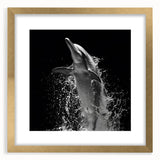 Gold-framed wall art collection featuring a vibrant dolphin design, showcasing marine life with intricate details, perfect for ocean-themed decor and enhancing interiors.