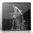 Framed wall art collection showcasing a vibrant dolphin design in acrylic, featuring a sleek black frame. Perfect for marine life enthusiasts and modern decor.