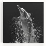 Stretched canvas wall art showcasing a vibrant dolphin design in a serene marine setting, ideal for ocean-themed decor. Perfect for enhancing any coastal-inspired room.