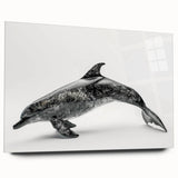 Acrylic wall art showcasing a vibrant dolphin design in a marine life theme, featuring a side view with a smooth finish, perfect for ocean enthusiasts.
