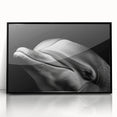 Framed wall art showcasing a dolphin design in vibrant colors, featuring a sleek black frame and glossy acrylic finish, perfect for marine life enthusiasts.