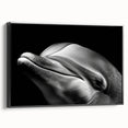 Framed wall art featuring a vibrant dolphin design in a marine life theme, showcasing rich blue tones and intricate details, perfect for ocean lovers' decor.