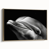 Framed canvas wall art showcasing a stunning dolphin design in a vibrant marine life theme, accented with a gold frame, perfect for ocean-inspired decor.