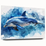 Acrylic wall art featuring a vibrant dolphin design in a marine life theme, showcasing detailed colors and textures, ideal for ocean-inspired decor.