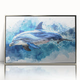 Framed acrylic wall art showcasing a vibrant dolphin design in silver, ideal for marine life enthusiasts. Perfect for adding a coastal touch to any room.