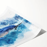 Vibrant rolled print showcasing a dolphin design from the Marine Life Wall Art Collection, featuring rich colors and intricate details, perfect for ocean-themed decor.