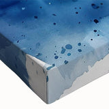 Close-up of a vibrant stretched canvas wall art featuring a playful dolphin design in a marine life theme, showcasing intricate details and vivid colors ideal for ocean lovers and home decor.