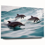 Elegant marine life wall art featuring a side view of a dolphin design, crafted with acrylic glass. This collection adds a vibrant touch to any ocean-themed decor.