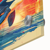 Close-up of a vibrant dolphin design in an acrylic wall art piece, showcasing intricate marine life details and vivid colors, perfect for ocean-themed decor.