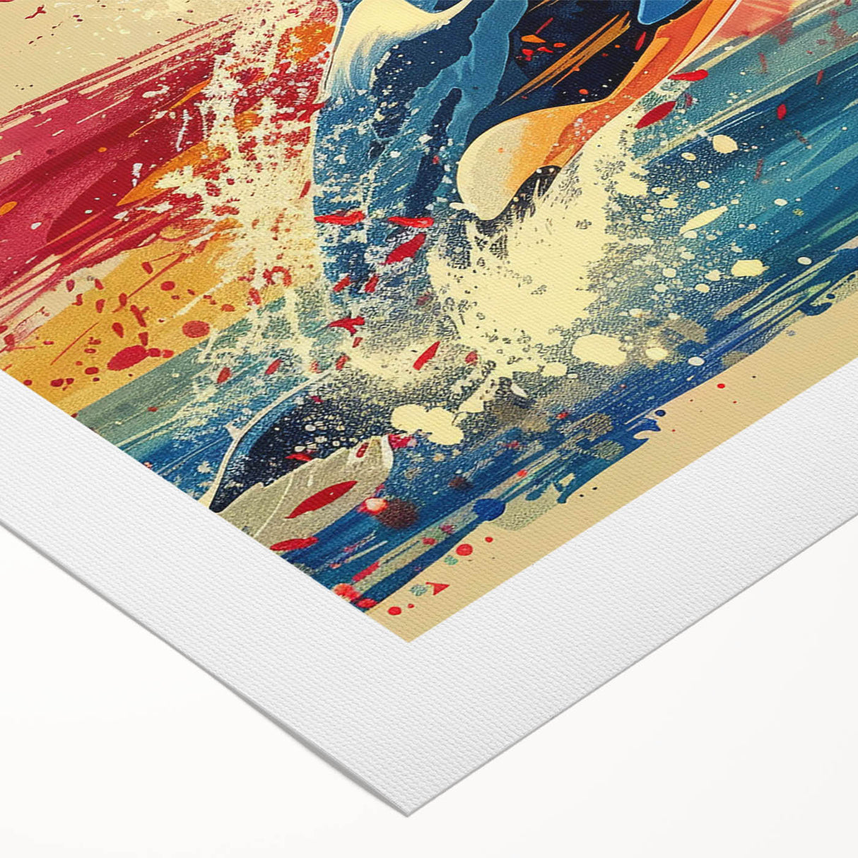 Dolphin-themed rolled canvas wall art showcasing vibrant marine life colors, perfect for ocean enthusiasts, elegantly packaged in a protective tube for display.