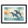 Framed wall art collection featuring a marine life dolphin design with black matting, showcasing vibrant colors and intricate details, perfect for ocean-themed decor.