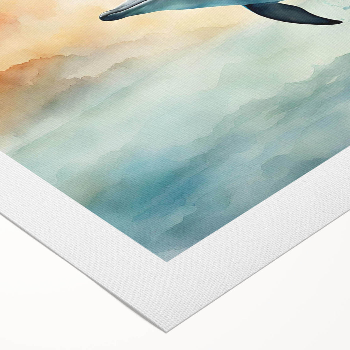 Colorful rolled canvas wall art depicting a vibrant dolphin design, showcasing intricate marine life details and textures, perfect for ocean-themed decor.