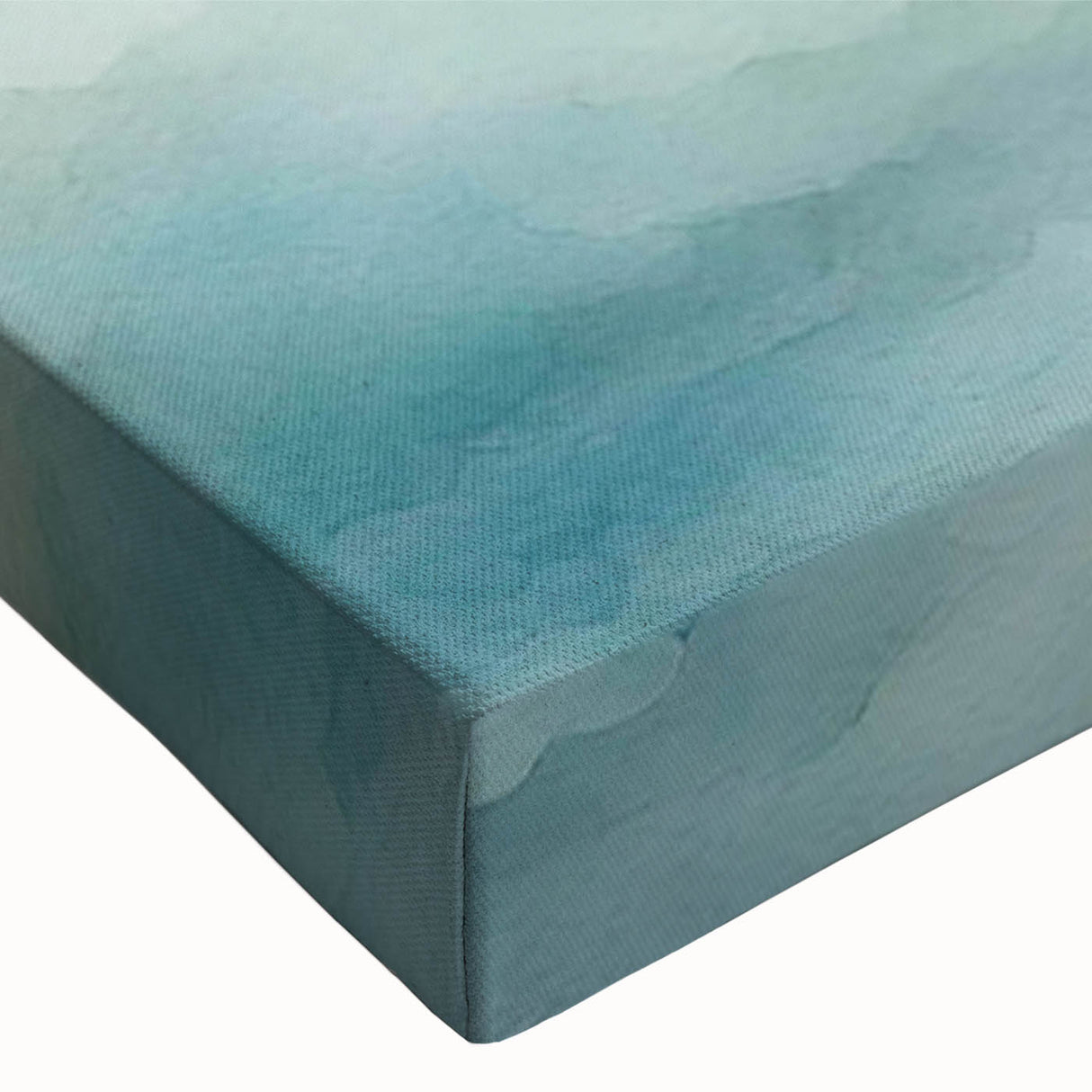 Vibrant close-up of a stretched canvas wall art piece showcasing a playful dolphin design amidst colorful marine life elements, perfect for ocean-themed decor.