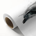 Colorful rolled canvas artwork showcasing a vibrant dolphin design, part of a marine life collection, elegantly displayed against a neutral background. Perfect for ocean-themed decor.