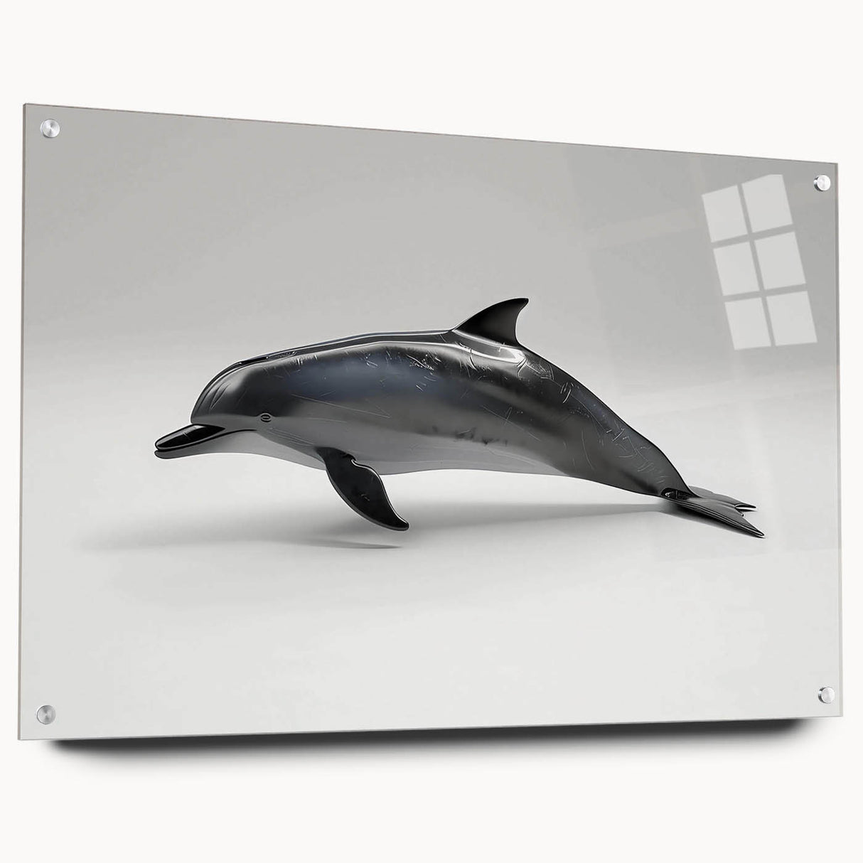Vibrant acrylic wall art featuring a dolphin design, showcasing intricate marine life details and a modern aesthetic, perfect for ocean-themed decor.