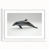 Framed wall art collection featuring a vibrant dolphin design, accented with a white mat and sleek frame, ideal for marine life enthusiasts and home decor.