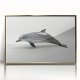 Framed wall art featuring a stunning dolphin design in vibrant colors, set against a gold-acrylic backdrop, perfect for marine-life enthusiasts and home decor.