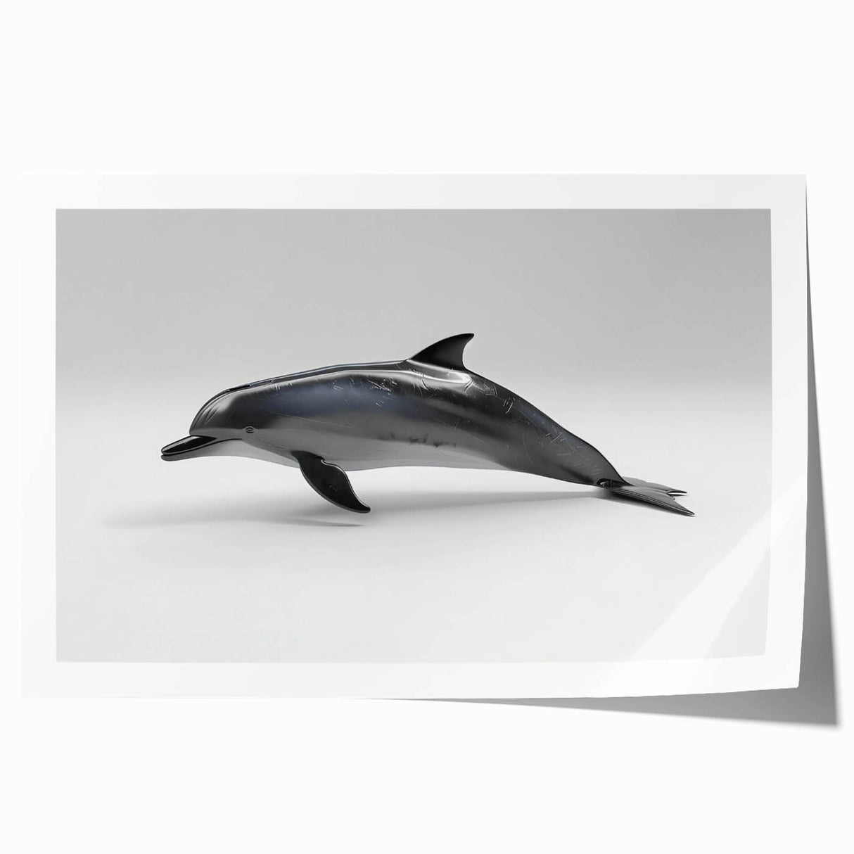 Colorful wall art print showcasing a playful dolphin design, capturing marine life in vibrant hues, perfect for ocean-themed decor and children's rooms.
