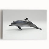 Stretched canvas wall art displaying a vibrant dolphin design in shades of blue and green, perfect for marine life enthusiasts and aquatic-themed decor.