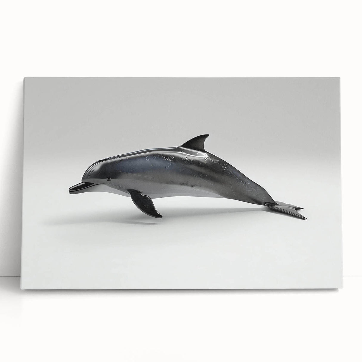 Stretched canvas wall art featuring a vibrant dolphin design, showcasing marine life in vivid colors, perfect for ocean-themed decor in living spaces.